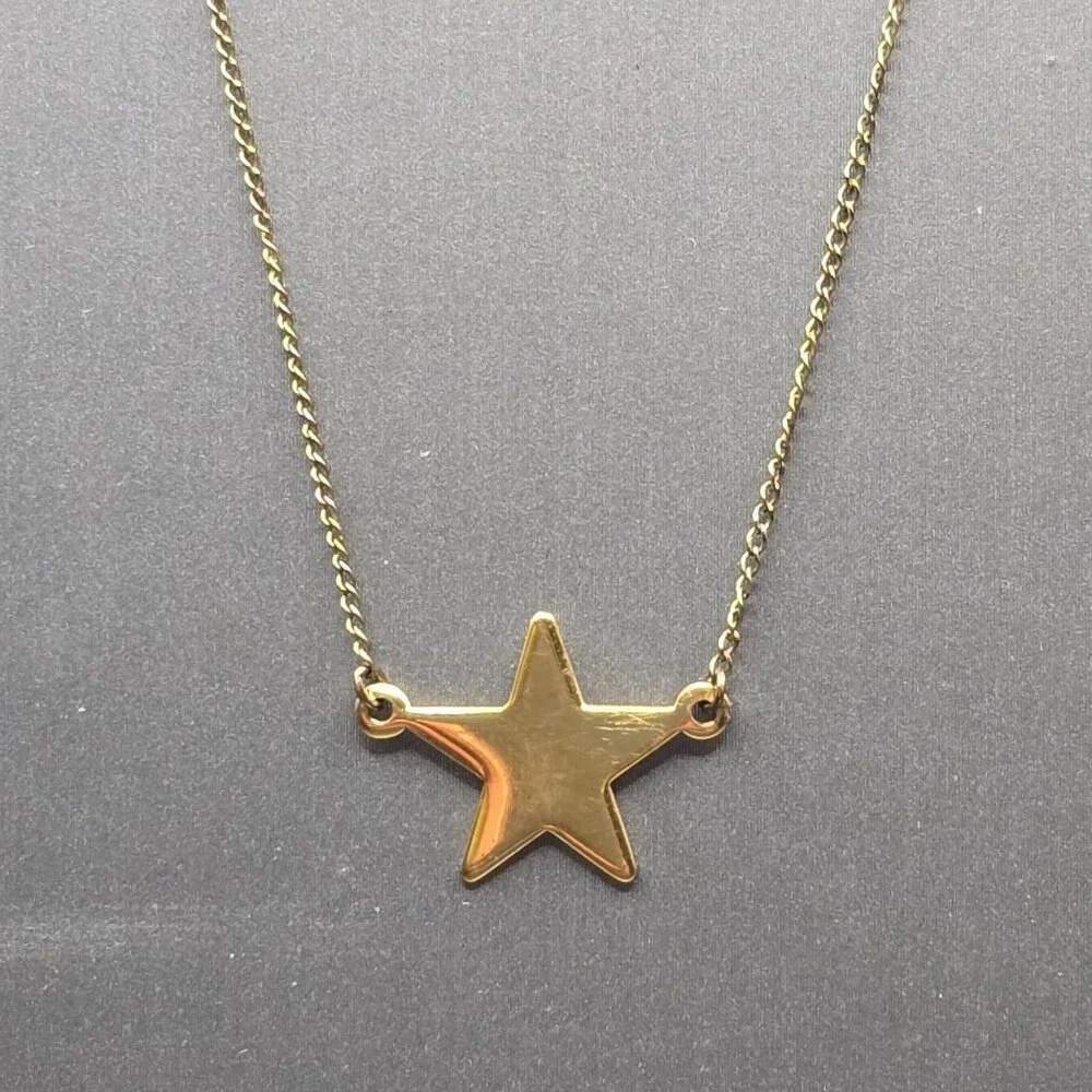 VTG Carla 14K Gold Filled Star Pendant Choker Necklace 15" Minimalist Celestial - Picture 2 of 16